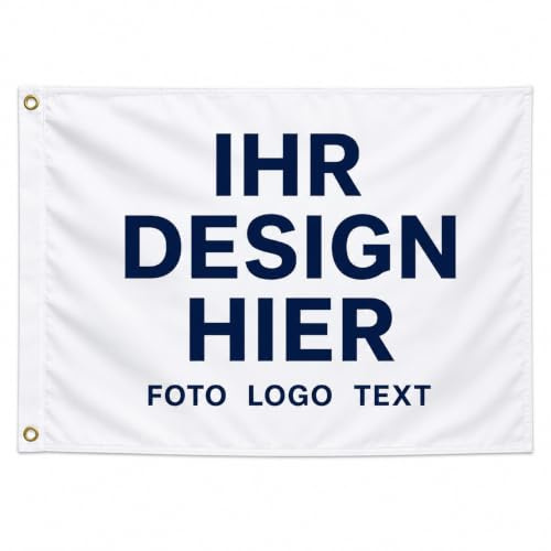 LOVEVEN Personalisierte Fahne mit Foto, Text & Logo, 3 Größen | Personalisierbare Fahne mit Foto, Text oder Logo, 3 Größen, Metallösen und wetterfestem Polyester für drinnen & draußen.