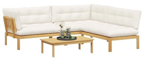 vidaXL 4 Stück Garten Pallet Sofa Einheiten Massivholz Akazie, Garten und Terrasse, rustikales wetterfestes Sofa, Paletten-Sitz und Holz-Lounge für gemütliche Patio-Treffen