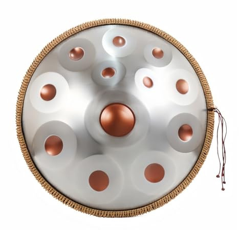Handpan, T-15 22 Inch 12 Notes Stainless Steel Golden Handpan D Minor/Kurd