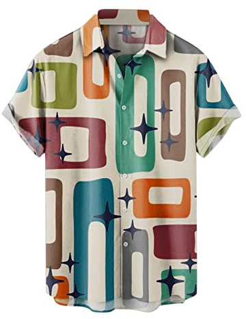 Générique Herr sommar casual topp skjorta tryck plusstorlek toppar kortärmad krage vikskjorta mode lös topp