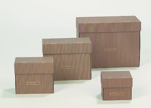 15 PapierTiger Karteikästen A6 Karton Streifendesign schwarzbraun faltbar passend für bis zu 300 Karteikarten