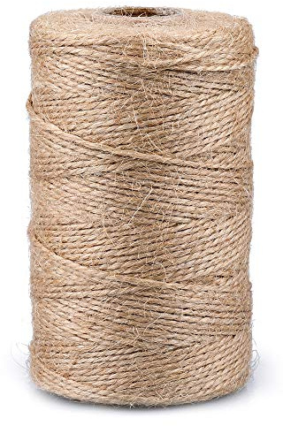jijAcraft 1mm Cordel de Yute Natural, 200 Metros Cuerda de Yute Natural, 2 Capas Hilo de Yute Marrón, para Jardín Papel de Regalo Ideas DIY Manualidades