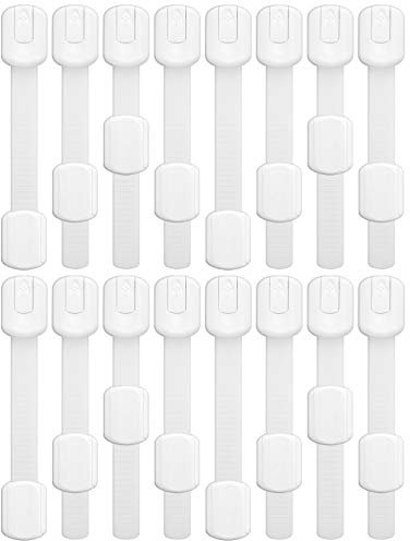 WELLGRO 8, 16 oder 32er Set Baby Kindersicherung zum Absichern für Schubladen und Schränke, Schubladensicherung, längenverstellbar, Stückzahl:16 Stück