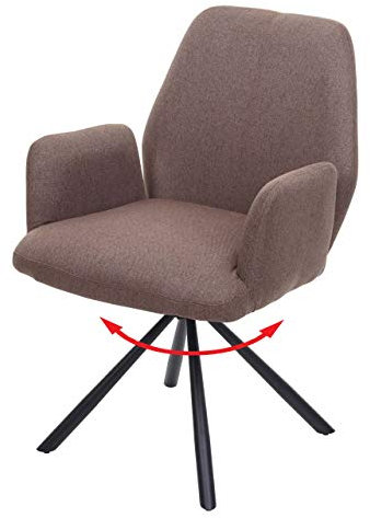 Mendler Esszimmerstuhl HWC-H71AM, Küchenstuhl Lehnstuhl Stuhl, drehbar Auto-Position Stoff/Textil Stahl - braun
