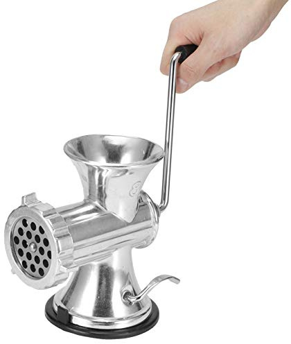 Manual Meat Grinder Set,Hand Crank Meat Mincer Sausage Maker for Stand Mixers,Mixer Attachments for Household,Kitchen(Silver)