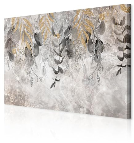 decomonkey Bilder Abstrakt 60x40 cm 1 Teilig Leinwandbilder Bild auf Leinwand Vlies Wandbild Kunstdruck Wanddeko Wand Wohnzimmer Wanddekoration Deko Pflanzen Laub
