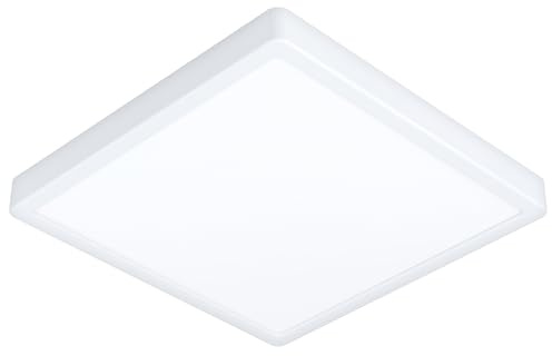 EGLO LED Deckenleuchte Fueva 5, L x B 28,5 cm, Aufbauleuchte | Bad-Deckenlampe aus Metall in Weiß und Kunststoff Leuchtfläche in Weiß, Badezimmer Lampe, LED Aufbaulampe neutralweiß, IP44