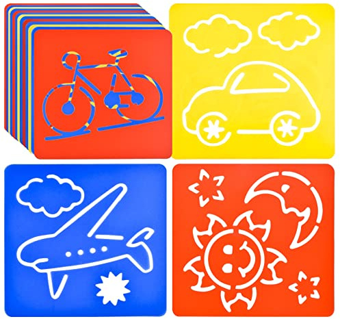 24 Pieces Painting Stencil Templates for Kids 6 Inches Reusable Animal Drawing Stencils Chalk Stencils Plastic Drawing Template Stencils Set for Kids Toddlers Preschooler
