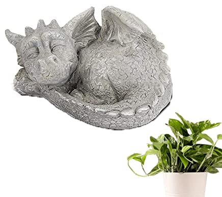 Tuzsocr Statue de jardin en résine, figurine fantastique décoration, dragon jardin, décoration de jardin, dragon, balcon, ornement de jardin (dragon droit)