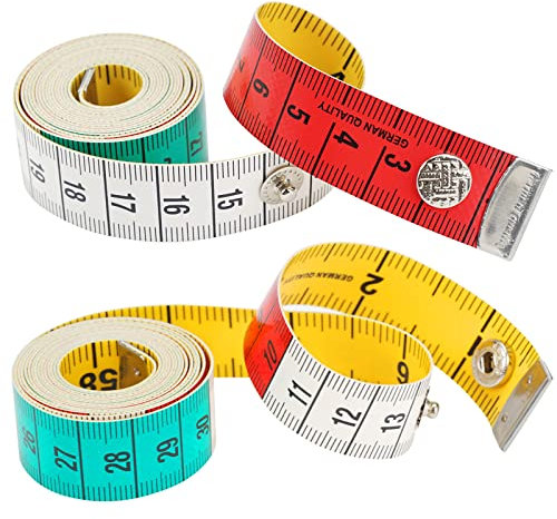 2 Stück Schneidermaßband 150cm/60zoll Maßband Körper, Doppelskala Umfangmaßband, Weiches Körpermaßband mit Knopf, Maßband Nähen, Zentimetermaßband Fußmaßband für Haushalte Handwerker Schneider