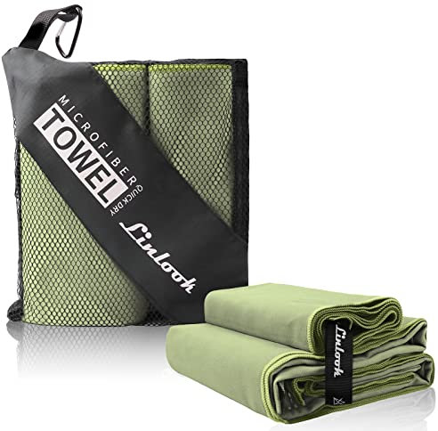 Microfaser Handtücher 2 Stück (160x80cm Groß Badetuch + 80x40cm Klein Hand Gesichtshandtuch) Sporthandtuch Fitness Handtuch Reisehandtuch Strandhandtuch für Sport Travel Yoga Camping Beach Gym