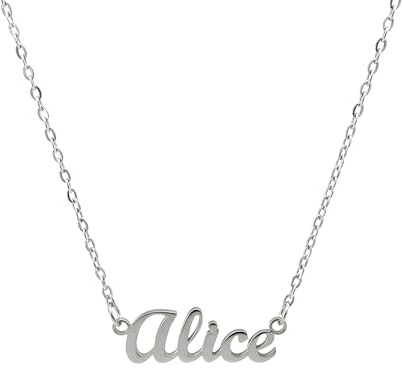 10:10 Collana Donna Nome Personalizzato In Acciaio Inox Anallergico, Gioiello Donna Nome Finitura Lucida, Catena Sottile Regolabile Realizzato in Italia (Alice)