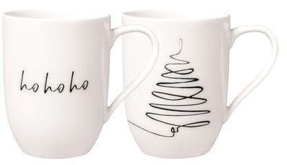 Villeroy & Boch - Statement Xmas Set Arbre 2 Pièces Blanc, Garanti Lave-Vaisselle, Compatible Micro-Ondes, Mug avec Anse, Article de Noël, Gobelet de Noël, Tasse Café, Porcelaine Haut de Gamme