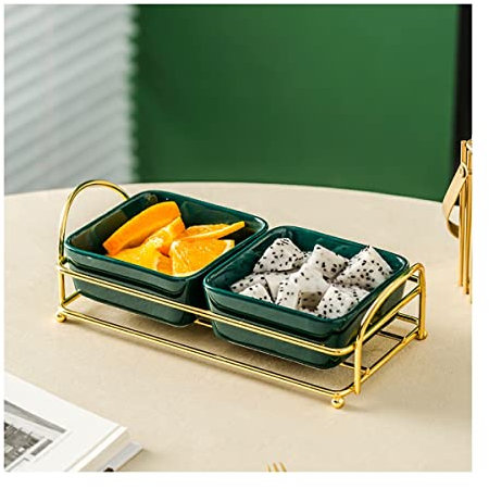 Tapas-Gerichte, Dessertschalen, kleine Dessertschalen, Dip-Untertassen, Haushalts-Keramikplatte mit zwei Gittern und Ablage, Snack-Obstteller, moderner Snack-Teller for Restaurants ( Color : Grey )