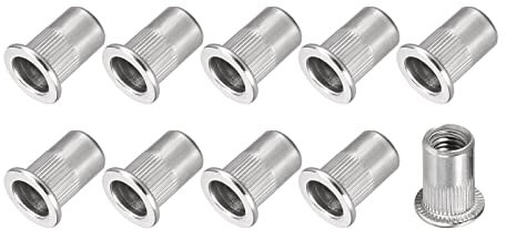METALLIXITY Rivet Écrous (M8) 50pcs, 304 Inox Acier Moleté Fileté Insert Écrous - pour Meuble Mécanique Fixations, Argent Ton