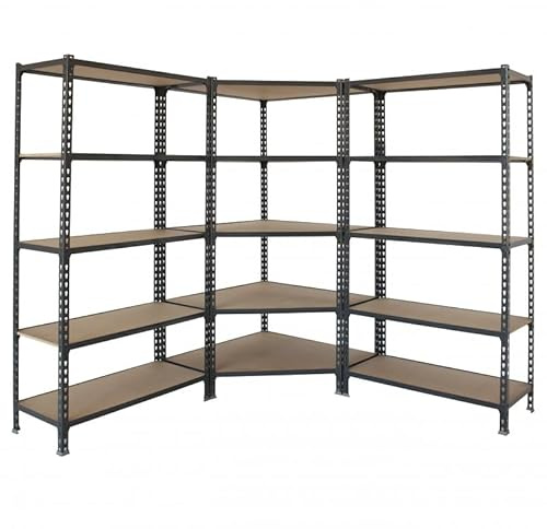 PROREGAL Mega Deal 1x Eckregal + 2X Schwerlastregal Muli | HxBxT 180x180x50cm | Fachlast 200kg | Anthrazit Standregal Metallregal Regal Lagerregal