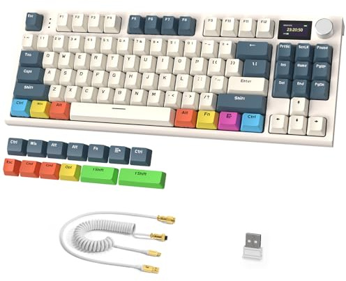 ATTACK SHARK K86 Mechanische Tastatur, 2,4G Wireless/BT5.0/USB-C Wired Gaming-Tastatur, 75% TKL 87 Tasten mit 1.2 TFT-HD-Farbdisplay und CNC-Knopf, RGB Backlit TTC-Hot-Swap PBT Keycap - GrünPro