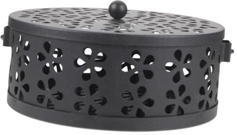 Caja Metálica Retro Hueca con Asa Negra, Ignífuga para Incienso | Estilo Clásico, Fácil de Llevar, para Casa y Salón de Té, Formato Compacto con Diseño Perforado