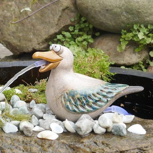 Gargouille en céramique avec câble de 1,8 m et pompe de 2,5 W – Décoration d'étang peinte à la main – Pour étangs de jardin, terrasses et balcons – Décoration maritime