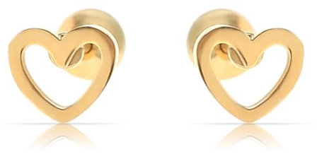 Made by Nami Herz Ohrringe Gold Damen Wasserfester Schmuck Minimalistisch Geschenk für Sie (Herz Strich)