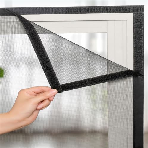 Acero Inoxidable Mosquitera para Ventanas con Marco, Retirable Mosquitera Corredera Redes para Gatos para Ventanas, Fácil de Instalar (Color : Gray Mesh Black Frame, Size : 70x190cm)