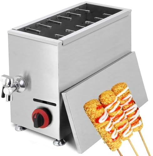 21 L Friteuse de bâtonnets de Hot-Dog au Fromage, Machine à fabriquer des Chiens de maïs, Friteuse à gaz Commerciale, Friteuse à gaz de comptoir en Acier Inoxydable