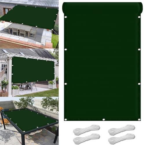 Sonnensegel Sonnenschutz inkl Befestigungsseile 1.8 x 4.5 m,98% Uv Schutz Reißfest Wetterfest, Wasserdicht, Langlebiges, wasserdichte Sonnensegel Schattennetz Garten,Für Balkon Garten, Dunkelgrün