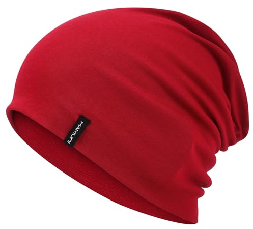 HAMUNI Slouchy Beanie Mütze Damen, Bequeme Baumwolle Mütze Herren | Leichte Mütze Doppellagige Weiche Dünne Mütze Klassische Modische Beanie Mütze Perfekt für Alltag und Übergangszeiten