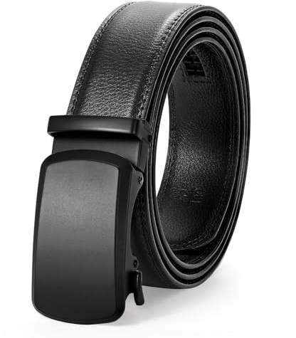 JASGOOD Men Leather Ratchet Belt with Adjustable Automatic Slide Buckle for Men Dress Suits