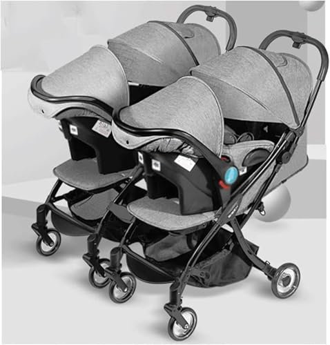 EYPKPL Doppelsitz-Kinderwagen aus Aluminiumlegierung, Faltbarer Zwillingskinderwagen, Doppelsitz-Tandem-Kinderwagen, tragbarer Trolley-Kinderwagen