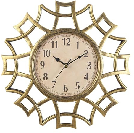 MagiDeal Wanduhr im Retro-Design, 25,4 cm, klassisch, leicht zu lesen, Hängeuhr, Wohnzimmeruhr für Kunstdekor, Küche, Zuhause, Café, Esszimmer, Gold