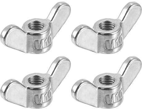 Sourcing Map 4 Pcs M10x1.5mm Silver Stainless Steel Butterfly Wing Nuts