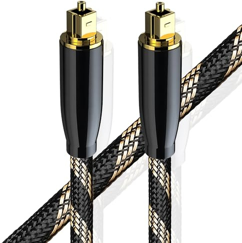 Reagle Toslink - Cavo audio digitale a fibre ottiche S/PDIF di alta qualità, connettori placcati in oro 24 K, rivestimento in nylon, Dolby Digital, DTS-HD, 5.1/7.1 Surround Sound Support 1 m