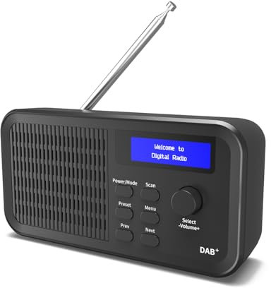 OiDiPi Portable DAB Radios, DAB+ FM Radio, Digital Radios, USB Rechargeable Battery Powered, Small Radio with LCD Display, 15 Hours Running Time, 40 Preset Stations, 3.5 mm Headphone Jack(Black)