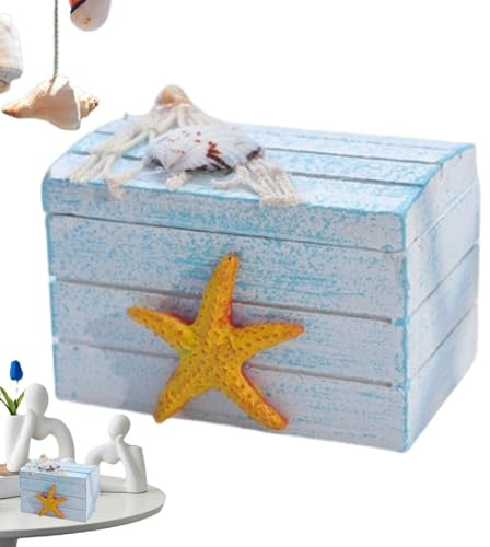 Scatola portaoggetti per gioielli in legno da spiaggia organizer per gioielli da spiaggia gioielli marini con decorazioni stelle marine per la decorazione