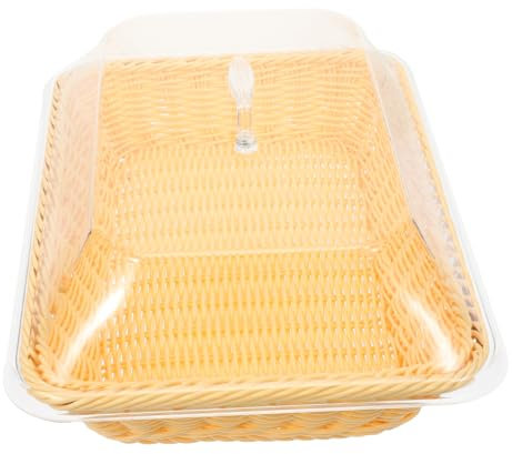 OKUMEYR Woven Brotkorb Mit Deckel Vielseitiger Snack Obstkorb Aus Imitations-rattan Praktische Aufbewahrungslösung Für Esszimmer Küche Und Wohnzimmer Naturfarben