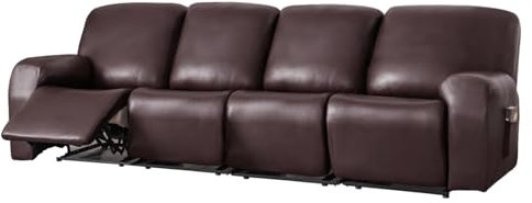 Stretchhussen für elektrische Liegestuhl, wasserdicht, PU-Leder, mit Taschen, für Wohnzimmer, Sofa, Dunkelbraun, 4 Sitze