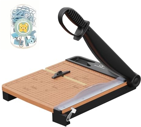 12 Inch Heavy Duty Paper Cutter, Wood Guillotine Paper Cutter & Paper Trimmer, 30 Sheets Capacity Paper Cutting Board for Classroom, Crafting, Cardstock Black