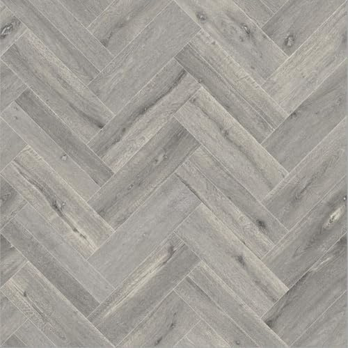 VINYL FLOORING UK 109M Mayfair Grey Wood Effect Anti-Slip Vinyl Flooring For Kitchen, Bathroom, 2.3mm Thick Foam Backed Vinyl Sheet-4m(13'1) X 3m(9'9)-12m²