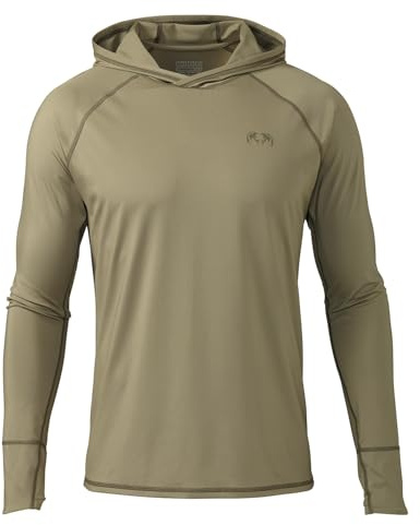 KUIU Gila LS Hoodie - Cooling Sun Protection Shirt for Hot Weather Hunting & Outdoor Activities, UPF 50+, Quick-Dry, Odor Resistant, Lightweight & Breathable Khaki