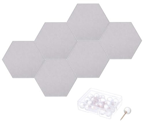 AMENGJ Filz Memoboards Set sechseckig Filz-Pinnwand, selbstklebend, sechseckig, 30 x 26 cm, Filz-Pinnwand, 6 Stück(Gray)