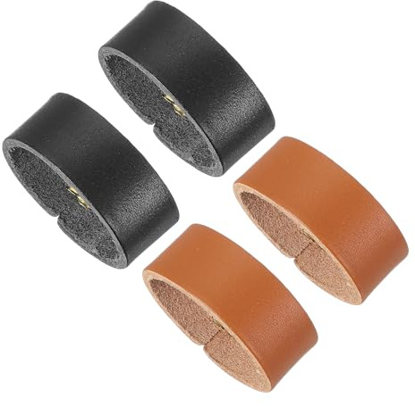 PATIKIL 4 Piezas Sujetador De Tira De Cuero Negro/Amarillo Terroso