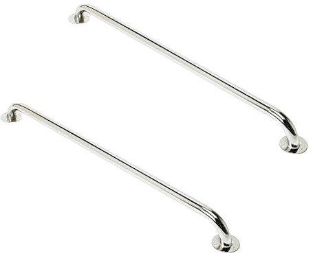 HOMECRAFT Chrome Steel Ringwood Grab Bar, Safety Rail and Mobility Aid for Bathroom and Shower, Elderly, Handicapped and Disabled User Support, Indoor and Outdoor Attachment, 36 (Pack of 2)