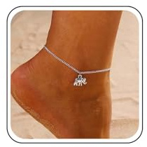Cybche Bracelet De Cheville Boho Éléphant En Argent Bracelet De Cheville Minimaliste Été Plage Chaîne De Pied Bijoux Pour Femmes