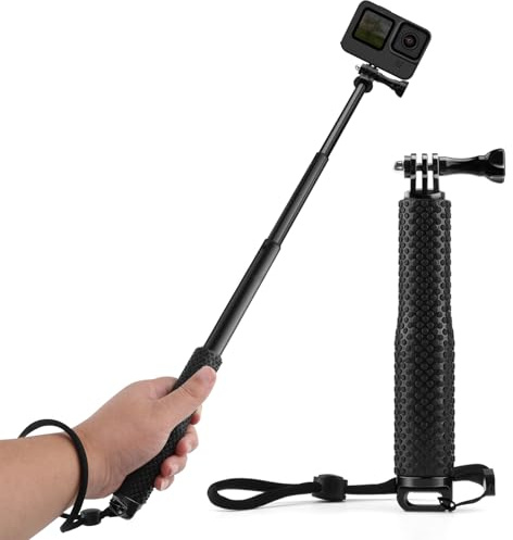 GlasFlength Selfie Stick für GoPro, 49CM Teleskop-Selfie Stick für GoPro Hero 12 11 10 9 8 Schwarz Teleskopstange Selfie für IDJI Osmo Action AKASO SJCAM und Andere Action-Kameras (Aluminiumlegierung)
