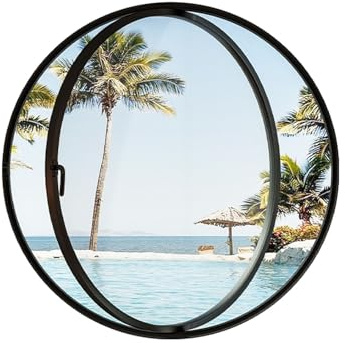 Ventana redonda giratoria de 360°, rejilla de ventilación de aleación de aluminio de vidrio templado para cocina, baño, dormitorio y sala de estar, elegante decoración del hogar (disponible en 40-100