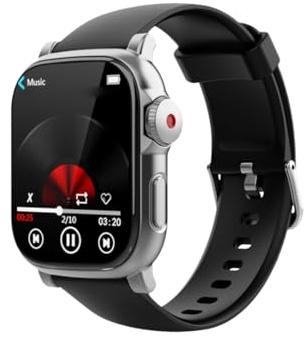 Tosuny Lettore MP3 Indossabile con Bluetooth 5.4, Lettore Musicale Portatile con Touchscreen e Band da Polso da 2, Altoparlante Integrato, E-book, Registratore Vocale, Contapassi, (64G)