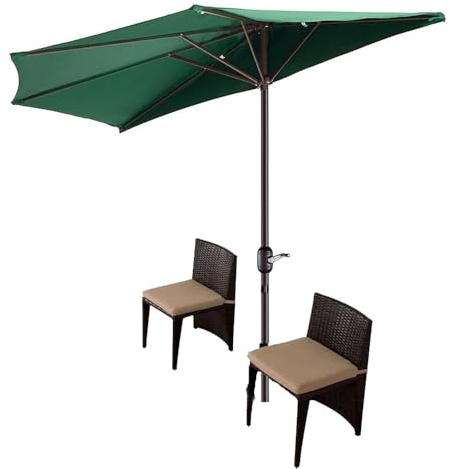 Parasol demi-lune pour jardin, tonnelle, piscine, terrasse et balcon, parasol semi-circulaire pour protection solaire élégante Vert foncé