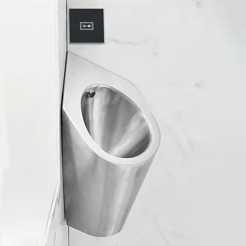 TYHAYJYK Urinoir d'angle Mural en Acier Inoxydable 304 avec Valve de Chasse à capteur, urinoir Automatique sans Contact, Toilettes publiques Anti-éclaboussures avec Tuyau (Couleur : capteur