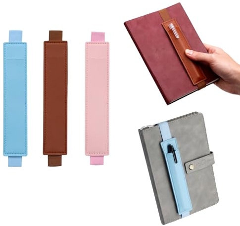 3 Stück Stifthalter Notizbuch,Stifteetui mit Elastisch Band,Elastisches Pen,Wasserdichtes PU-Lede Ledermäppchen,Stiftehalter Notizbuch,Elastischer Stifthalter für Tablet Tagebuch Kalender Notizbuch